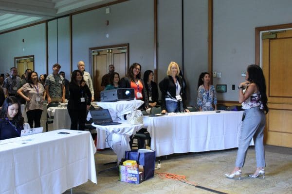 People standing in a conference room